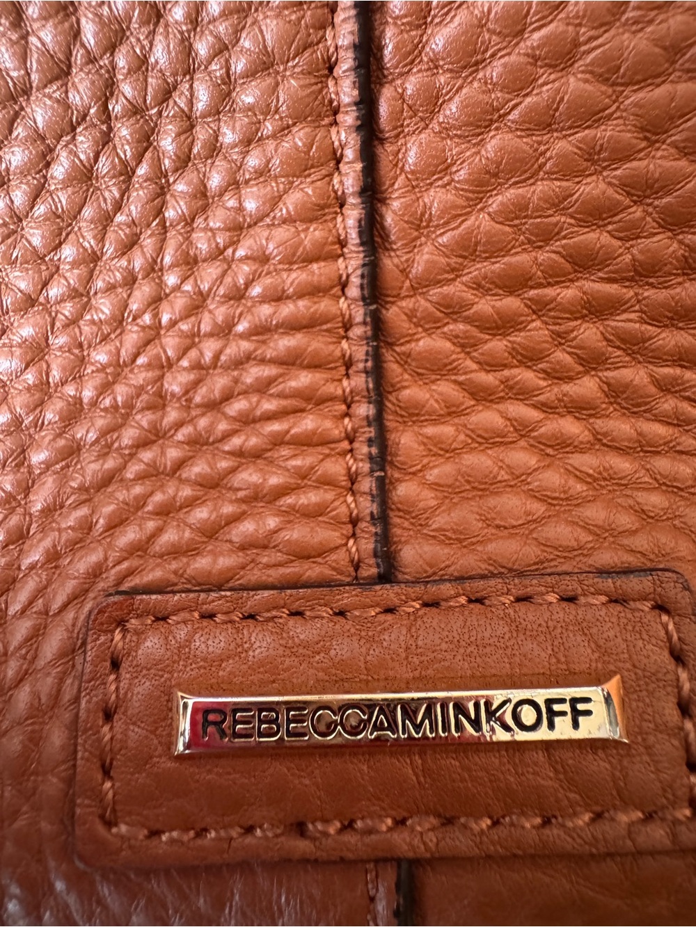 REBECCA MINKOFF BROWN PEBBLED LEATHER STUDDED TOTE - Picture 5 of 11